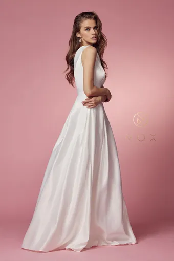 Nox Anabel E469  A-line One-shoulder Bridal Gown #8 White vertical thumbnail