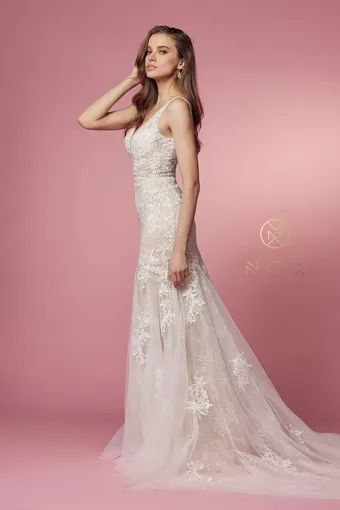 Nox Anabel H493  Mermaid Wedding Dress with V-neck Lace Appliques #8 vertical thumbnail