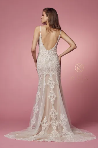 Nox Anabel H494  Elegant Fit-and-Flare Wedding Dress with Lace Overlay #10 vertical thumbnail