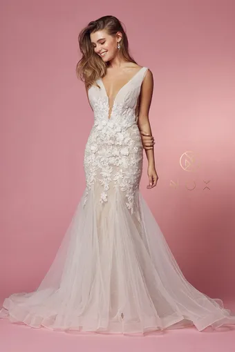Nox Anabel JE917  Elegant Mermaid Wedding Dress with Plunging V-Neck #9 vertical thumbnail