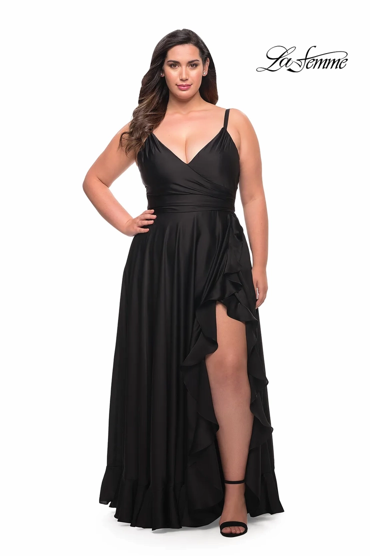 knee length dresses for ladies La Femme 31329 Prom Dress - Cloud Blue