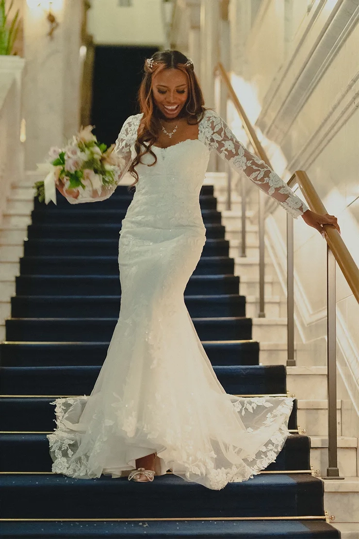 chinese dress ladies Stella York 6968 Floral Lace Mermaid Wedding Dress w/ Glitter Tulle 12 – EH  Treasures main image 1