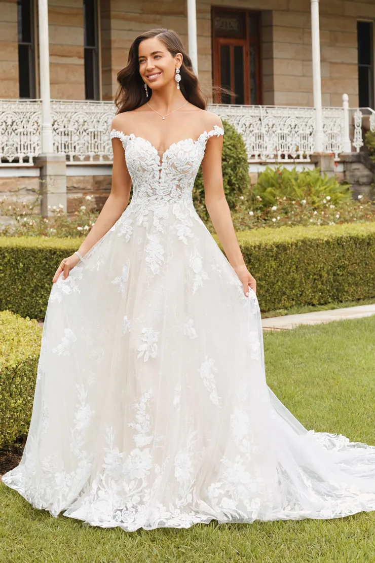 Fairytale Lace Wedding Dress with Illusion Neckline Valerie