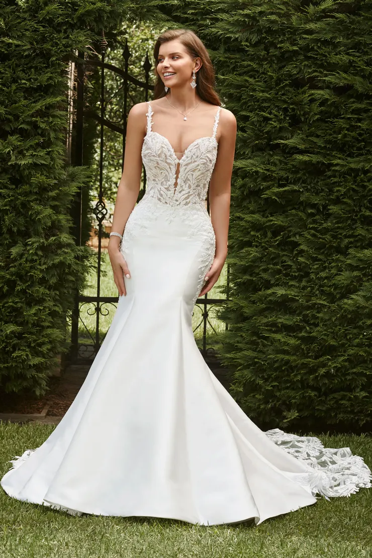 Sexy Lace Fit and Flare Pearl Mikado Wedding Dress Zuri