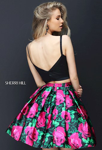 Sherri Hill 50582 #2 Black/Fuchsia Print vertical thumbnail