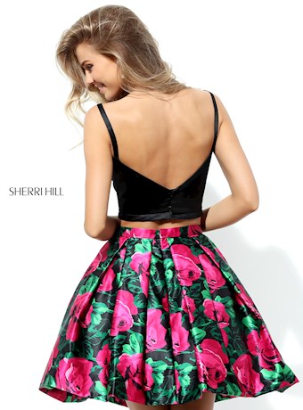 Sherri Hill 50582 #1 Black/Fuchsia Print vertical thumbnail