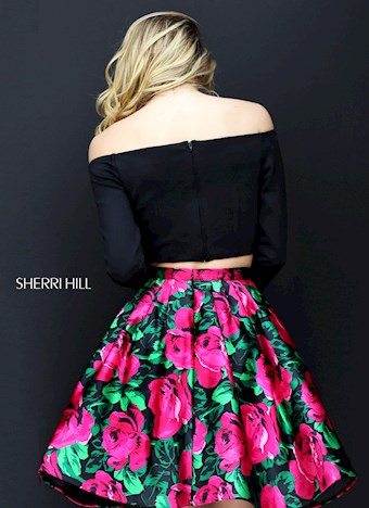 Sherri Hill 50583 #1 Black/Fuchsia Print vertical thumbnail