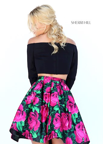 Sherri Hill 50583 #3 Black/Fuchsia Print vertical thumbnail