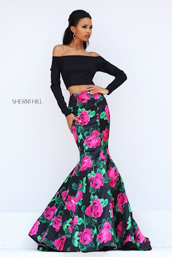 Sherri Hill 50584 #0 default Black/Fuchsia Print frontface vertical thumbnail