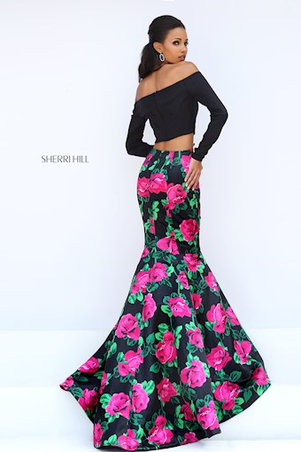Sherri Hill 50584 #1 Black/Fuchsia Print vertical thumbnail