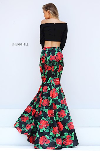 Sherri Hill 50584 #2 Black/Red Print vertical thumbnail