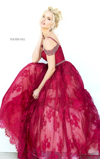 Sherri Hill 50595 #7 Burgundy vertical thumbnail