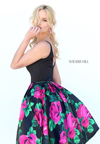 Sherri Hill 50596 #1 Black/Fuchsia Print vertical thumbnail