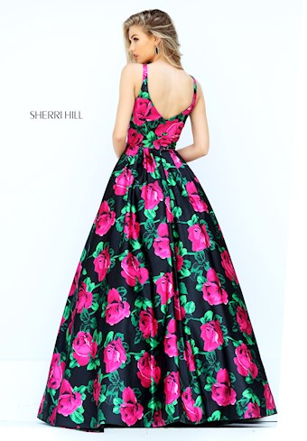 Sherri Hill 50598 #1 Black/Fuchsia Print vertical thumbnail