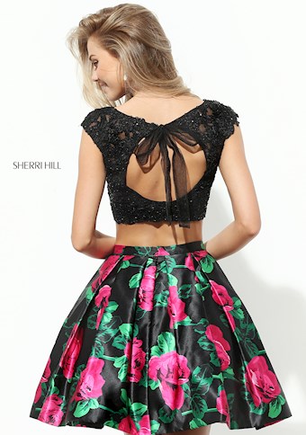 Sherri Hill 50603 #5 Black/Fuchsia Print vertical thumbnail