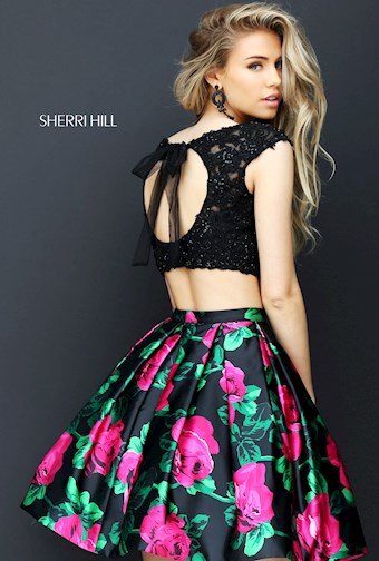 Sherri Hill 50603 #6 Black/Fuchsia Print vertical thumbnail