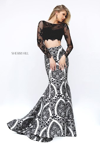 Sherri Hill 50663 #3 Black/Ivory Print vertical thumbnail