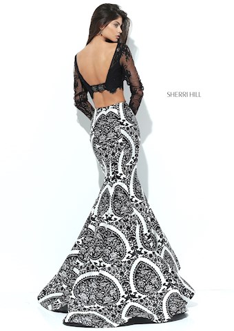 Sherri Hill 50663 #1 Black/Ivory Print vertical thumbnail
