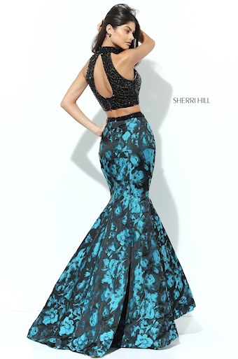 Sherri Hill 50674 #3 Black/Aqua vertical thumbnail