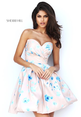 Sherri Hill 50688 #0 default Nude/Blue Print frontface vertical thumbnail