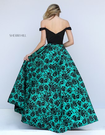 Sherri Hill 50714 #2 Black/Emerald Print vertical thumbnail