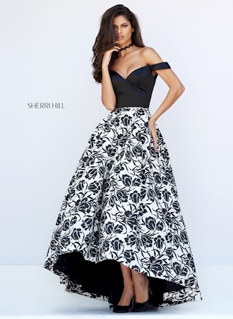 Sherri Hill 50714 #3 Black/Ivory Print vertical thumbnail