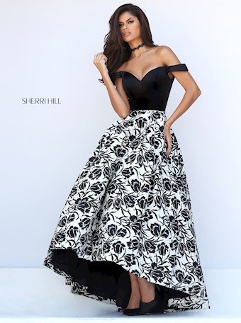 Sherri Hill 50714 #9 Black/Ivory Print vertical thumbnail