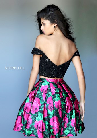 Sherri Hill 50774 #4 Black/Fuchsia Print vertical thumbnail