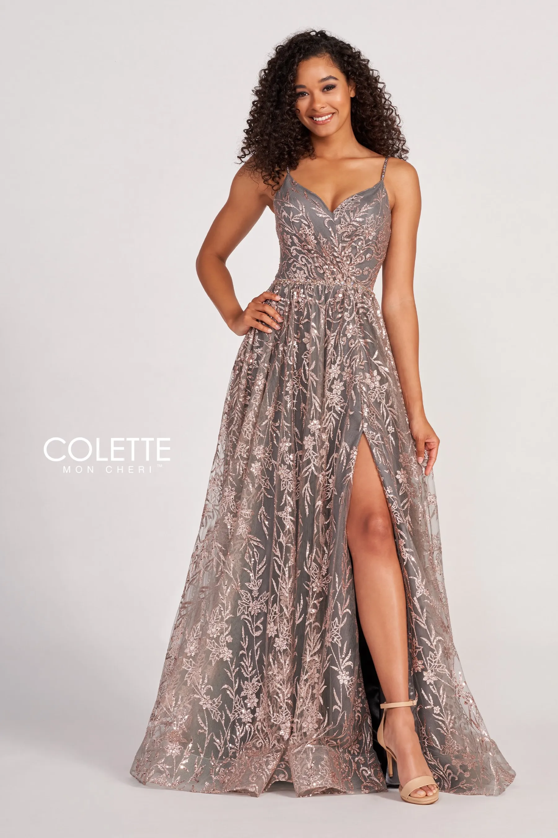 open lace back dress Silver Prom Dresses,Elegant Floor Length Prom Dress,PD00376
