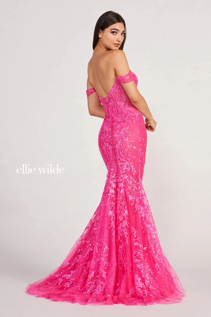 Hot Pink Sequin Lace-Up Long Prom Dress with Slit – Shedestiny