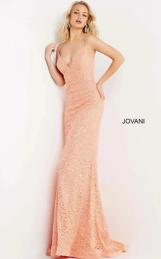 strapless open back dress Jovani JVN 59046 Size 12 Fuchsia Prom Dress Sheer Tulle Lace High Neck Ballgown Formal Gown
