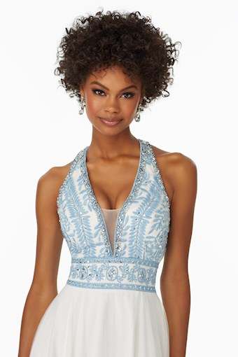 Morilee 99028 #1 White/Blue vertical thumbnail
