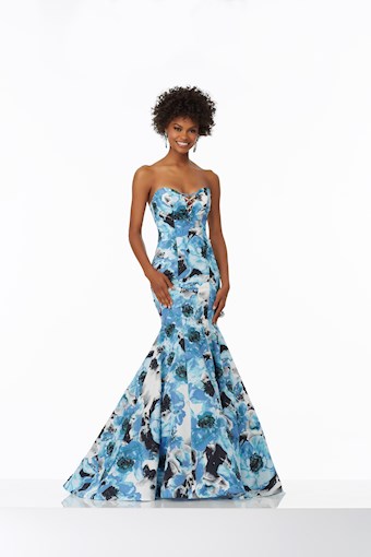 Morilee 99083 #0 default Blue Floral frontface vertical thumbnail