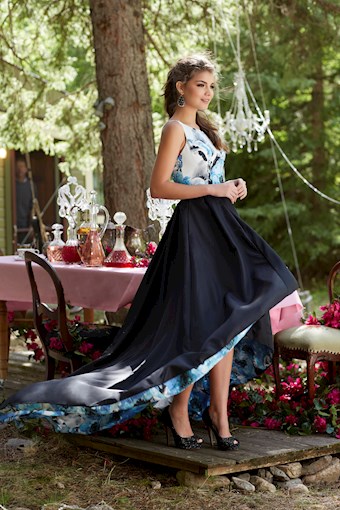 Morilee 99084 #3 Black/Blue Floral vertical thumbnail