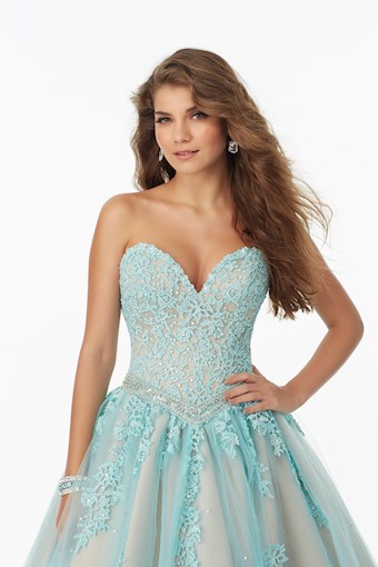 Morilee 99114 #2 Aqua/Nude vertical thumbnail