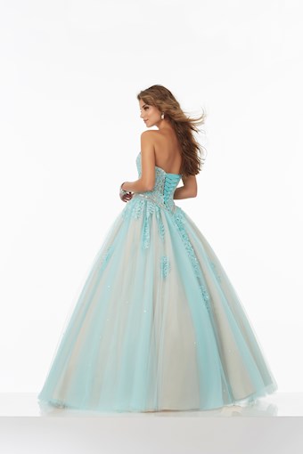 Morilee 99114 #3 Aqua/Nude vertical thumbnail