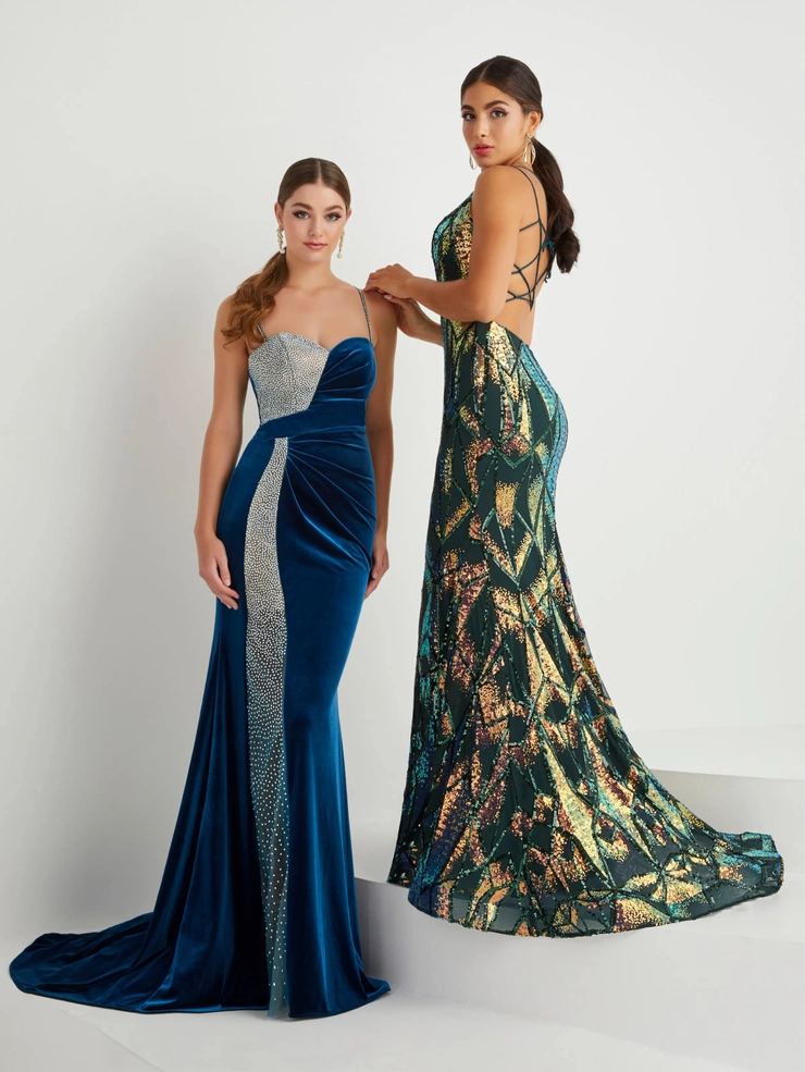tiffany blue and gold dress Long Prom Dress: Tiffany 16225 Sunset Multi / 00 main image 0