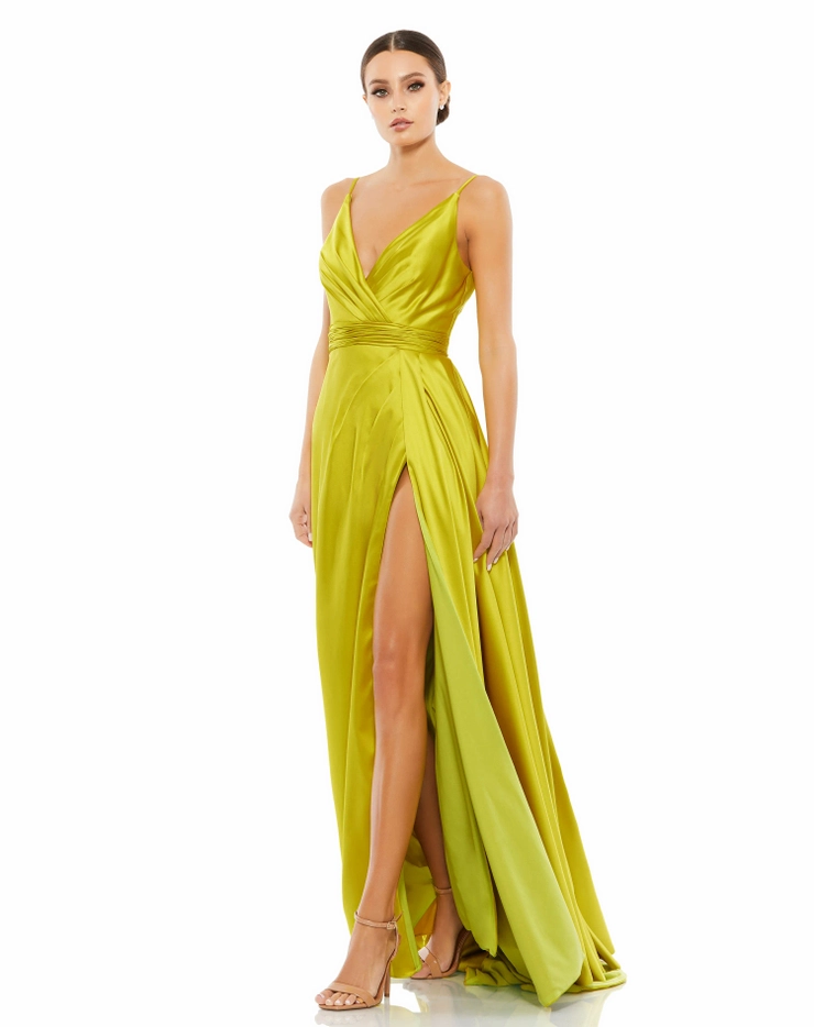 MAC DUGGAL SALE サテン イエロー バルーン袖 ロングドレス US0 MAC DUGGAL SALE サテン イエロー バルーン袖 ロングドレス US0