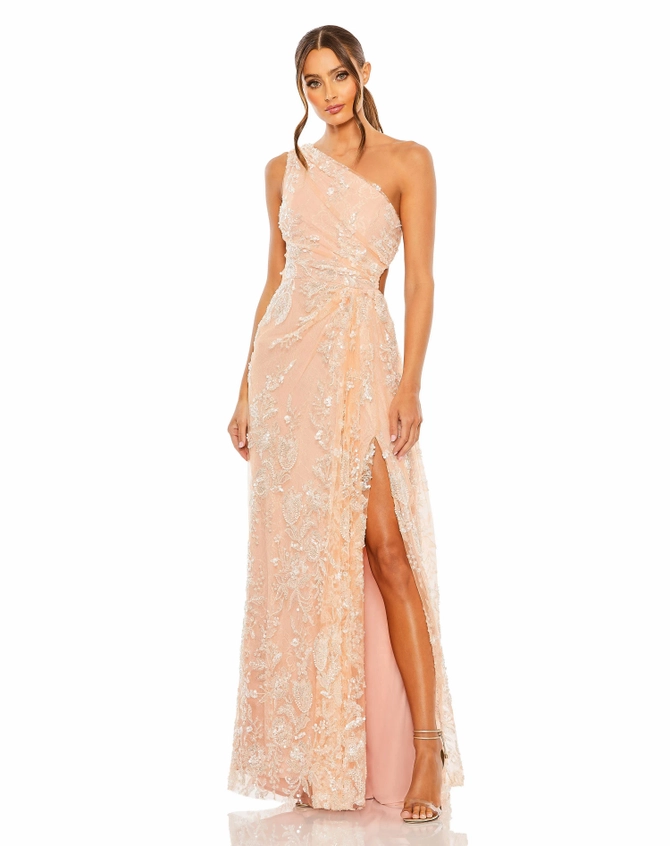 限定!!Mac Duggal フロントスリット ロング ドレス Mac Duggal 68551 Ruffle Slit High Waist Dress - MadameBridal.com