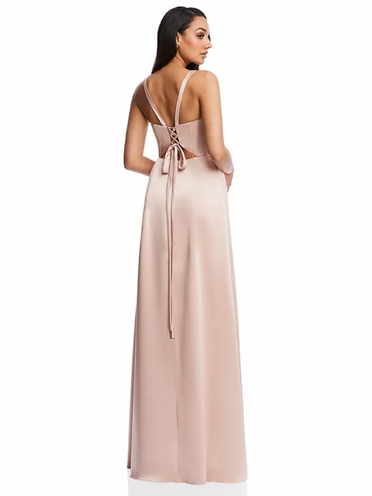 dessy halter neck bridesmaid dress Dessy 3113 High Neck Tie Back Halter High Low Maxi Dress