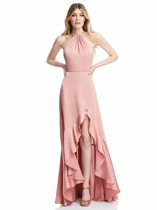 dessy halter bridesmaid dress Dessy Taupe Halter Bridesmaid Dresses