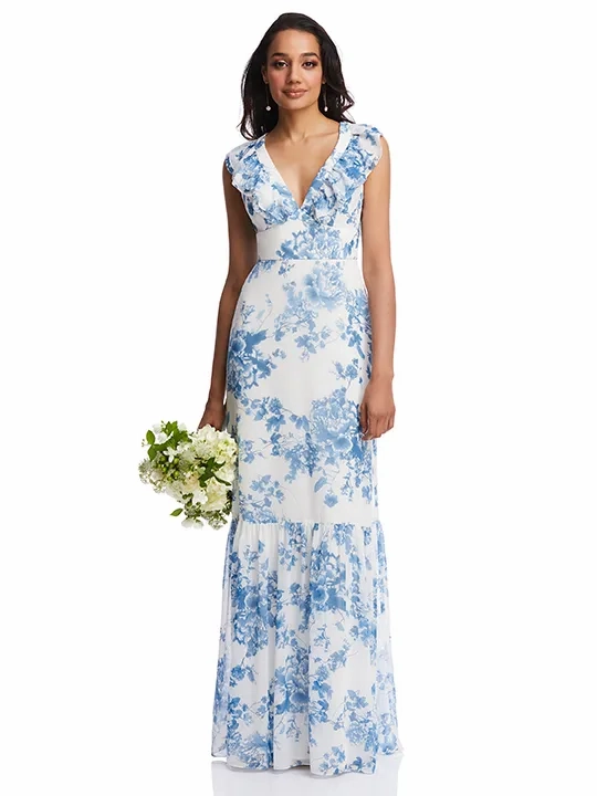 dessy blue floral dress Blue Multi Scallop Cutout Floral Lace Dress  SSYS
