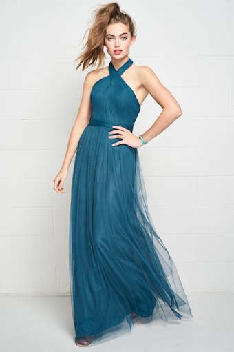 Locket by Watters 560   Crisscross Halter Tulle Gown - A-Line Dress #0 frontface backface vertical thumbnail