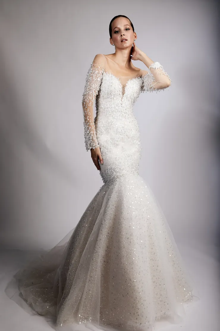 black and white mermaid wedding dress Elegance En Noir