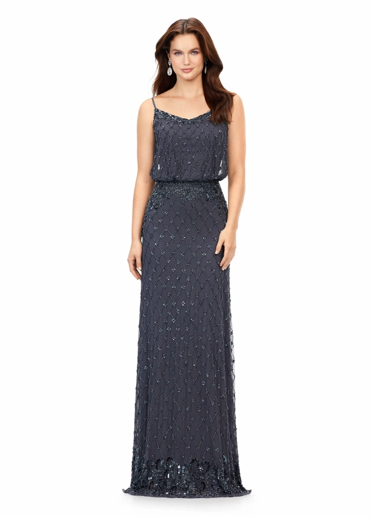 Ashley Lauren Style #11206 Spaghetti Strap Blouson Evening Gown #1 frontface vertical picture