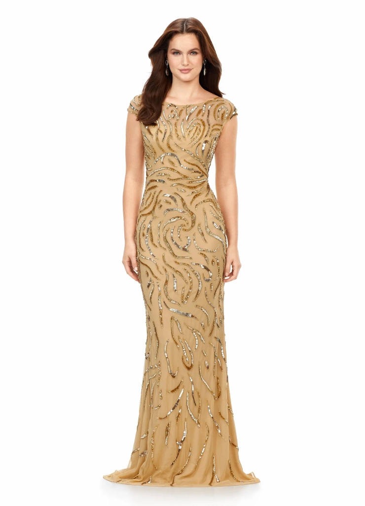 Ashley Lauren Style #11212 Cap Sleeve Beaded Evening Gown #1 frontface vertical picture