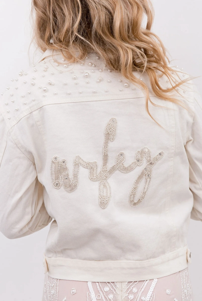 Heirloom Bridal - Classic Pearl Beaded Wifey Jacket | Renee Austin Wedding