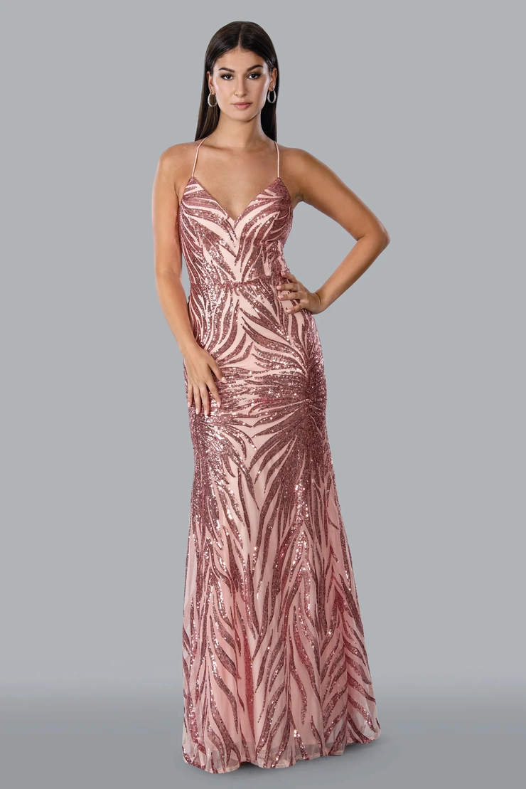 rose gold dress puffy Strapless Long Prom Dress with Crystal Beading Silver/Nude / 4 main image 0