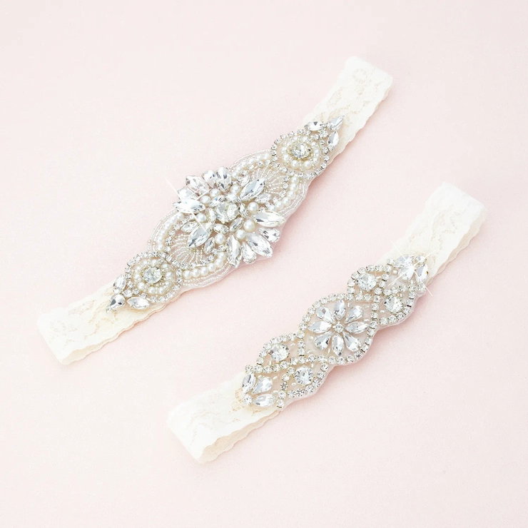 vintage garter belts wedding Daisy Set White main image 1