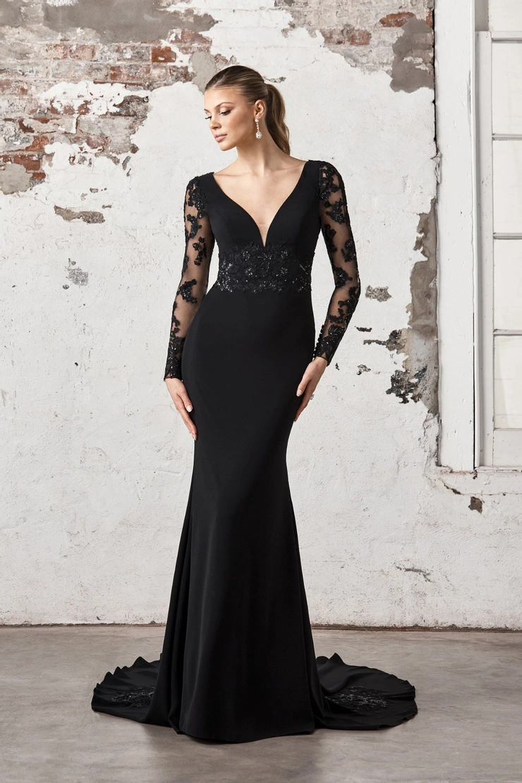 green emerald velvet dress Aphrodite's Fall' Lace Evening Gown by Linda Asaf – Linda Asaf Design main image 1